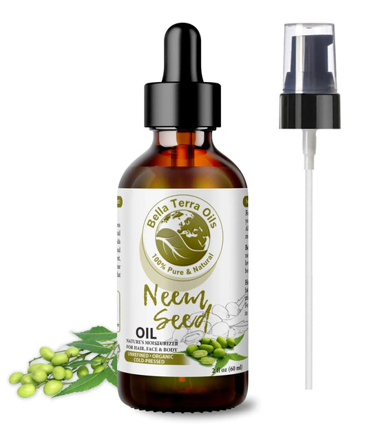 Neem Seed Oil: Cold-Pressed, Pure, Essential for Skin and Hair Health - Bella Terra Oils