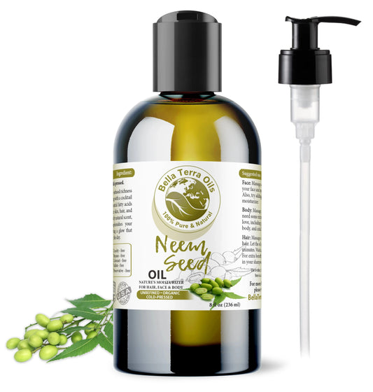Neem Seed Oil: Cold-Pressed, Pure, Essential for Skin and Hair Health - Bella Terra Oils