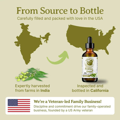 Neem Seed Oil: Cold-Pressed, Pure, Essential for Skin and Hair Health - Bella Terra Oils