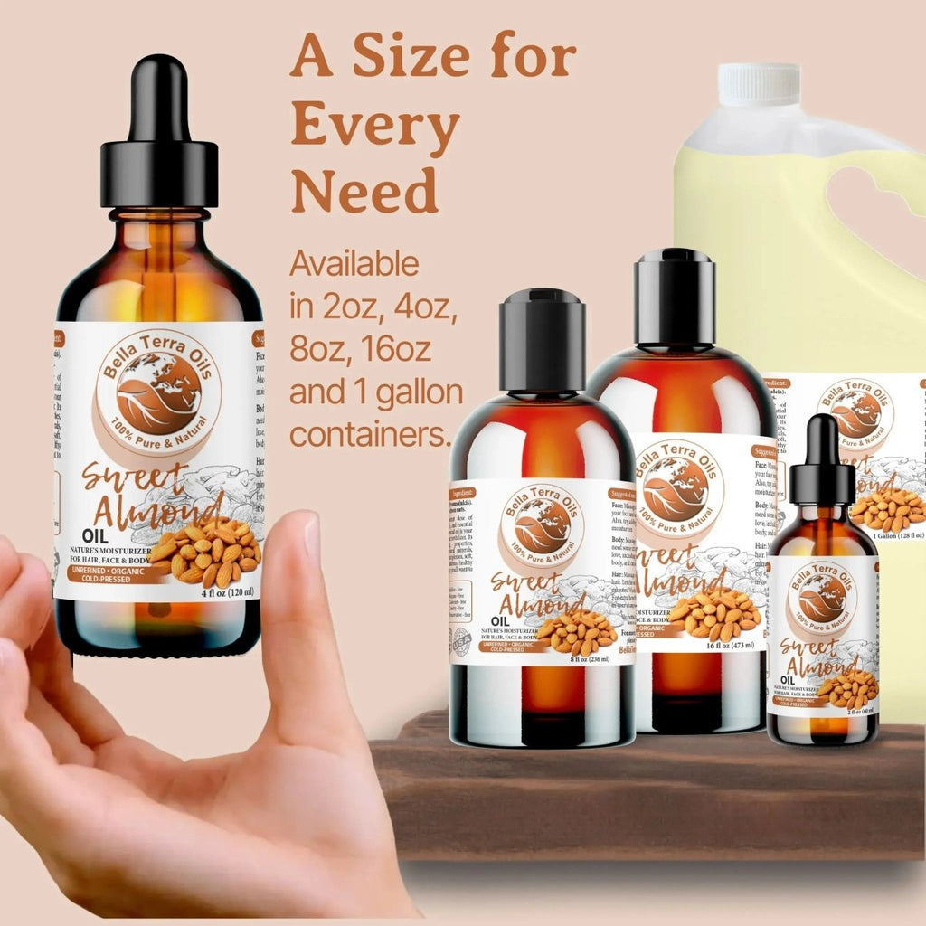 Organic Sweet Almond Oil Gallon - 128oz - Bella Terra Oils
