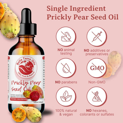 Prickly Pear Seed Oil: Cold-Pressed, Luxurious, Ideal for Skin, Hair Care - Bella Terra Oils