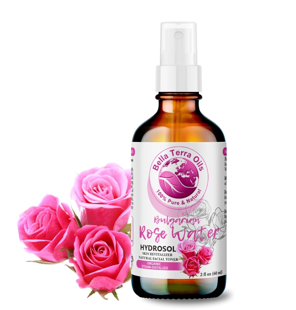 Pure Rose Water Hydrosol 100% Natural Skin Hair Face Toner Aromatherapy Relaxing, Size: 2 oz Pure Rose Water Hydrosol 100% Natural Skin Hair Face Toner Aromatherapy Relaxing, Size: 2 oz