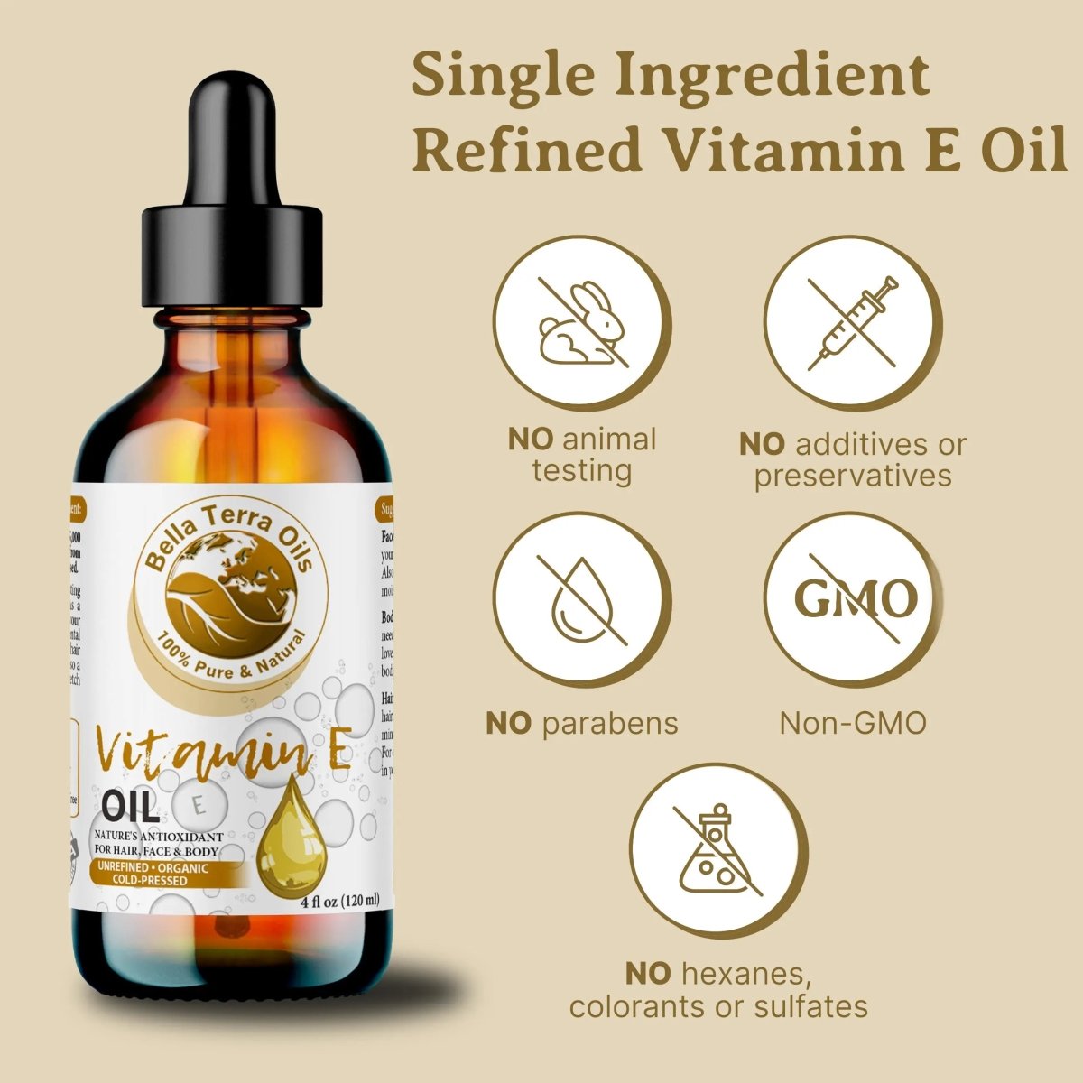 Organic Natural Vitamin E Oil - Protective Oils for Skin Care  Bella Terra  Oils