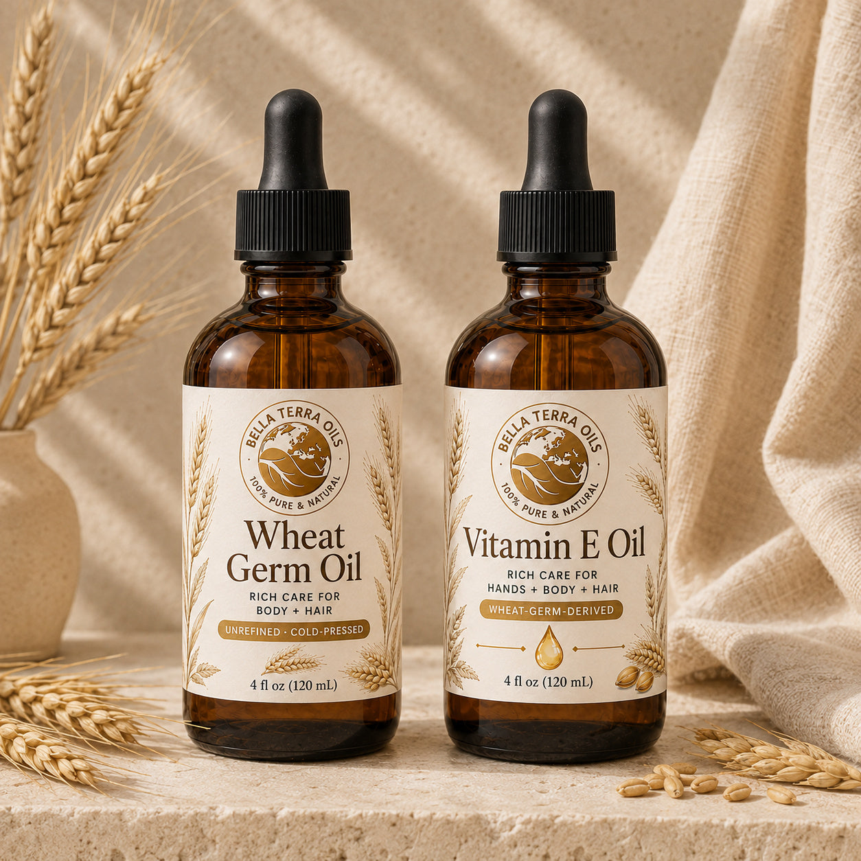 Wheat Germ Oil and Vitamin E Oil duo