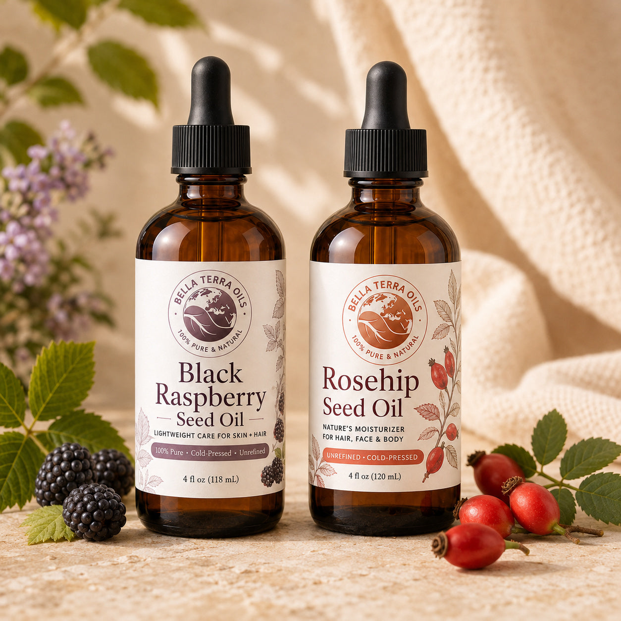 Black Raspberry Seed Oil and Rosehip Seed duo