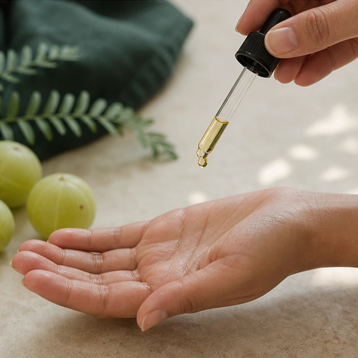 Amla Oil hands · start small ritual