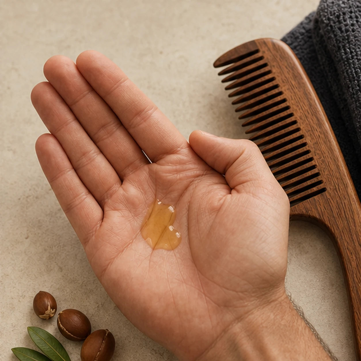 Beard Oil palm · start small ritual