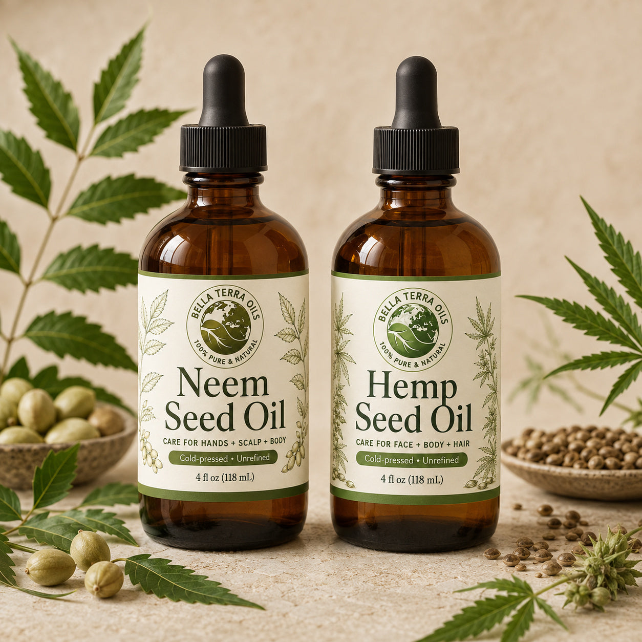 Neem Seed Oil and Hemp Seed duo