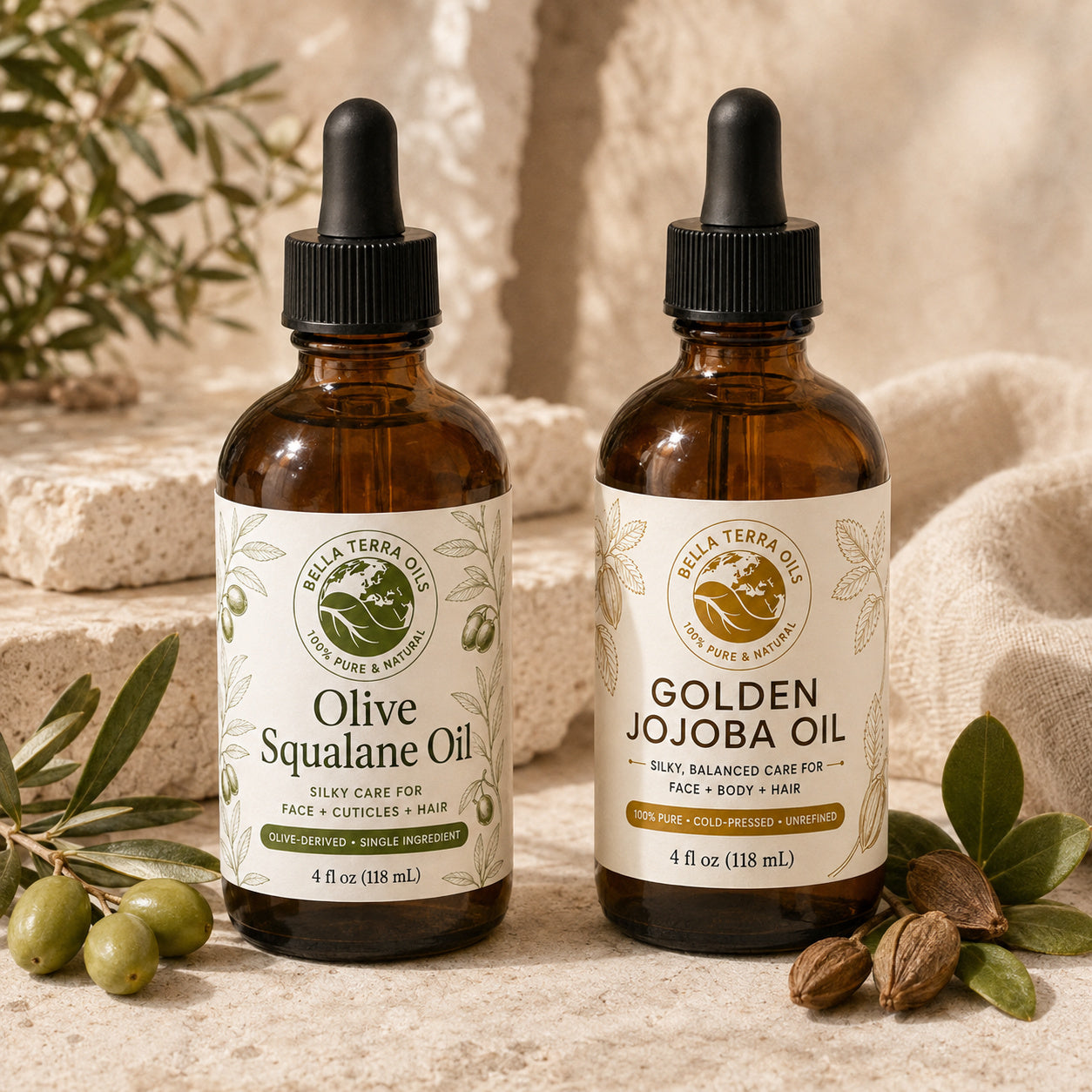 Olive Squalane Oil and Golden Jojoba duo