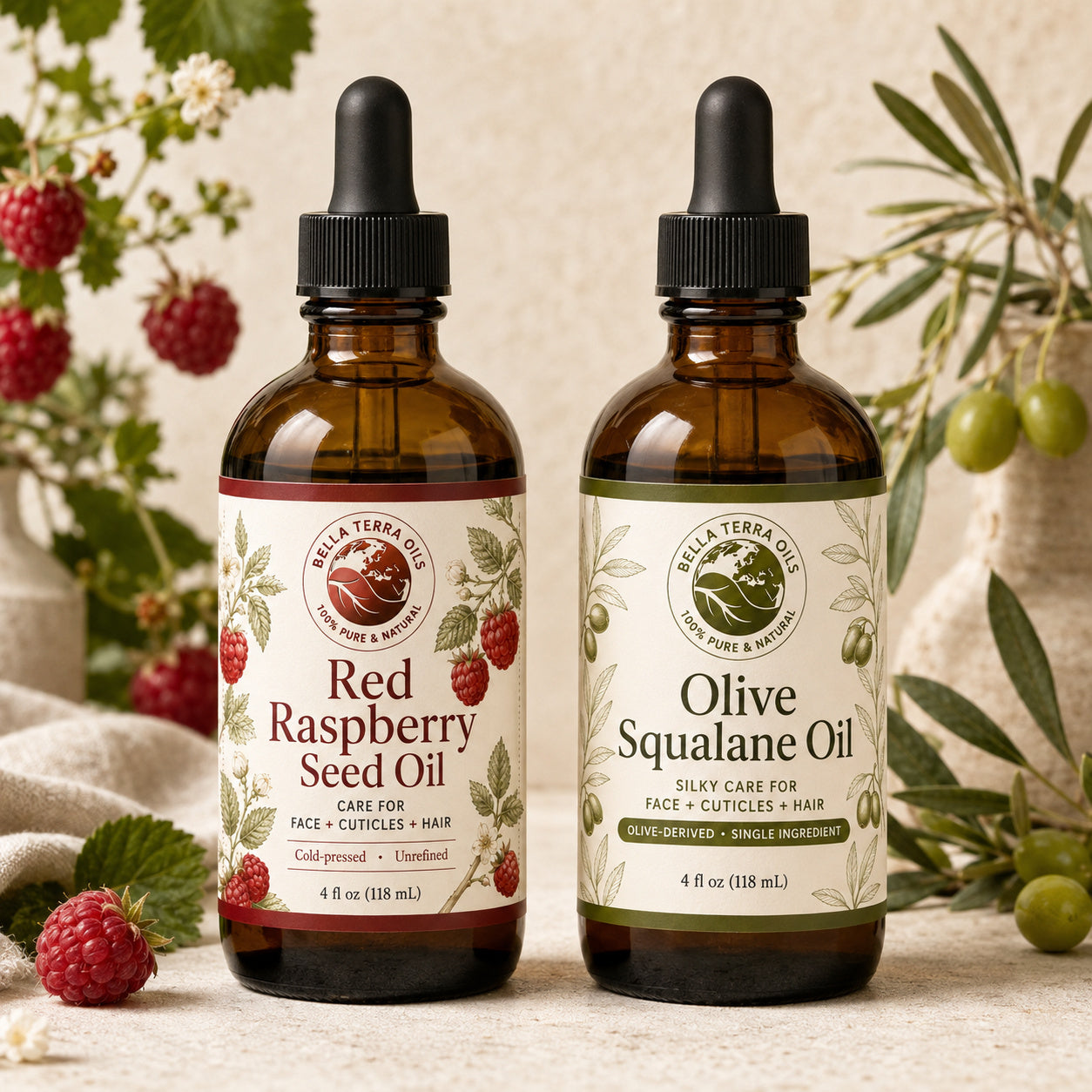 Red Raspberry Seed Oil and Olive Squalane duo