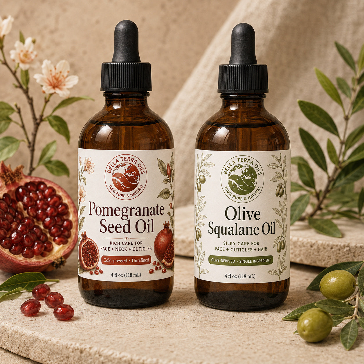 Pomegranate Seed Oil and Olive Squalane duo