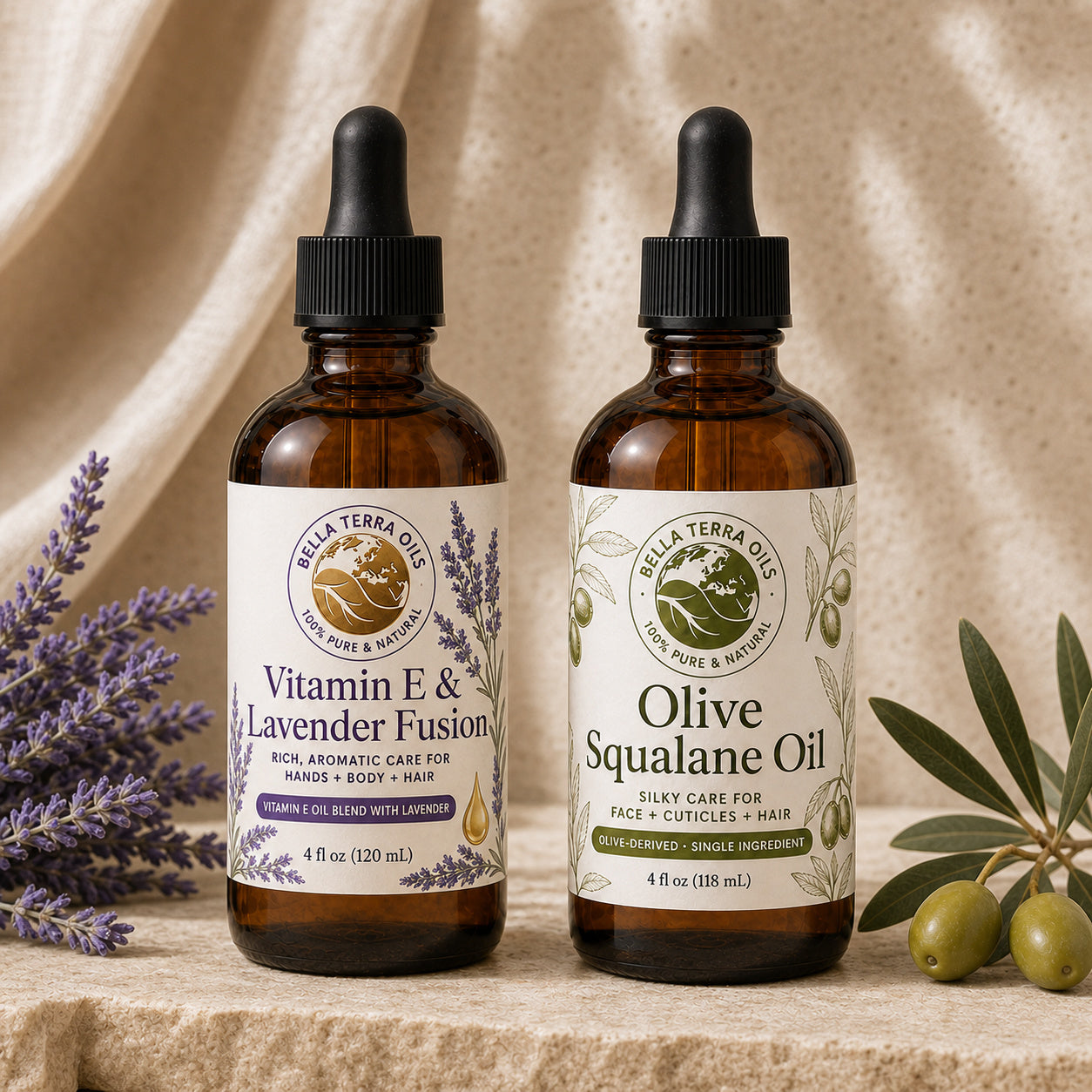 Vitamin E & Lavender Fusion and Olive Squalane duo