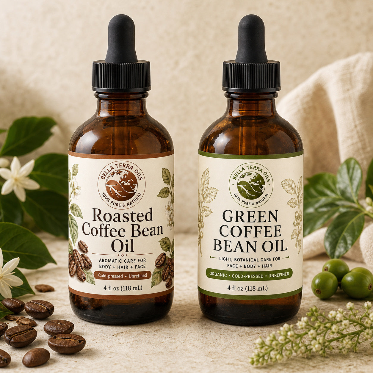 Roasted Coffee Bean Oil and Green Coffee Bean duo