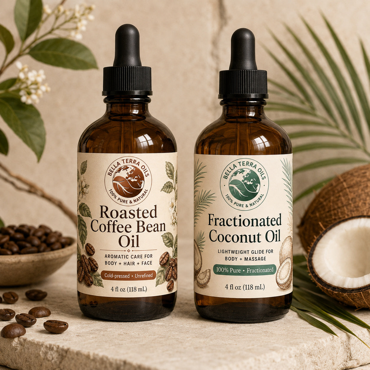 Roasted Coffee Bean Oil and Fractionated Coconut duo
