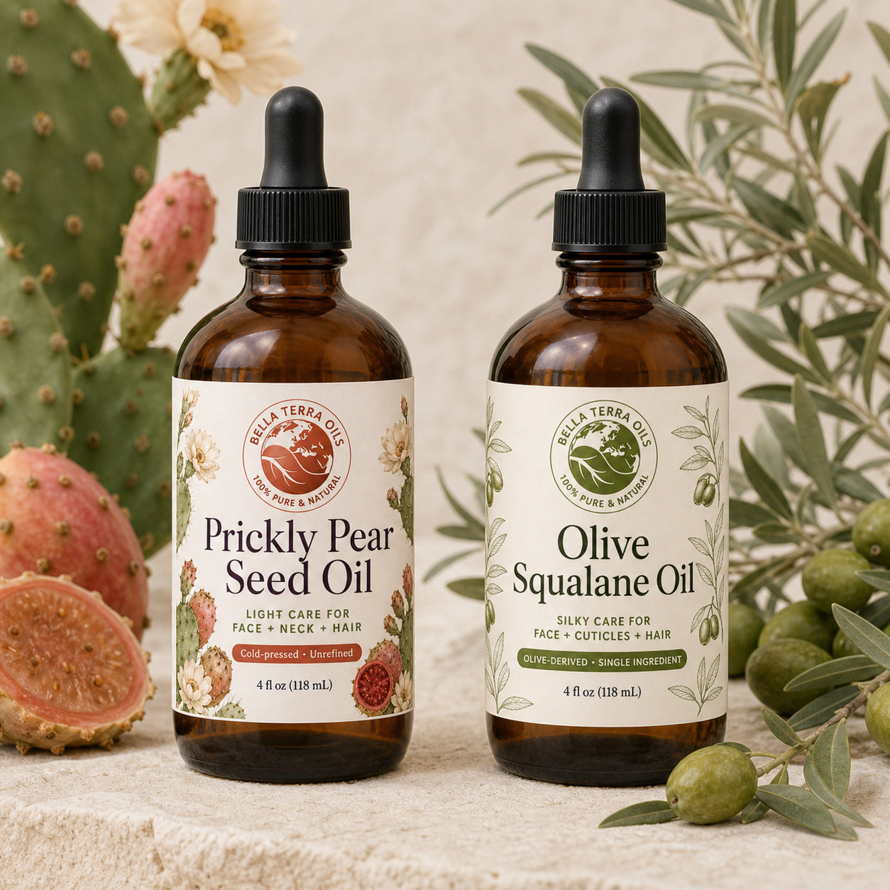 Prickly Pear Seed Oil and Olive Squalane duo