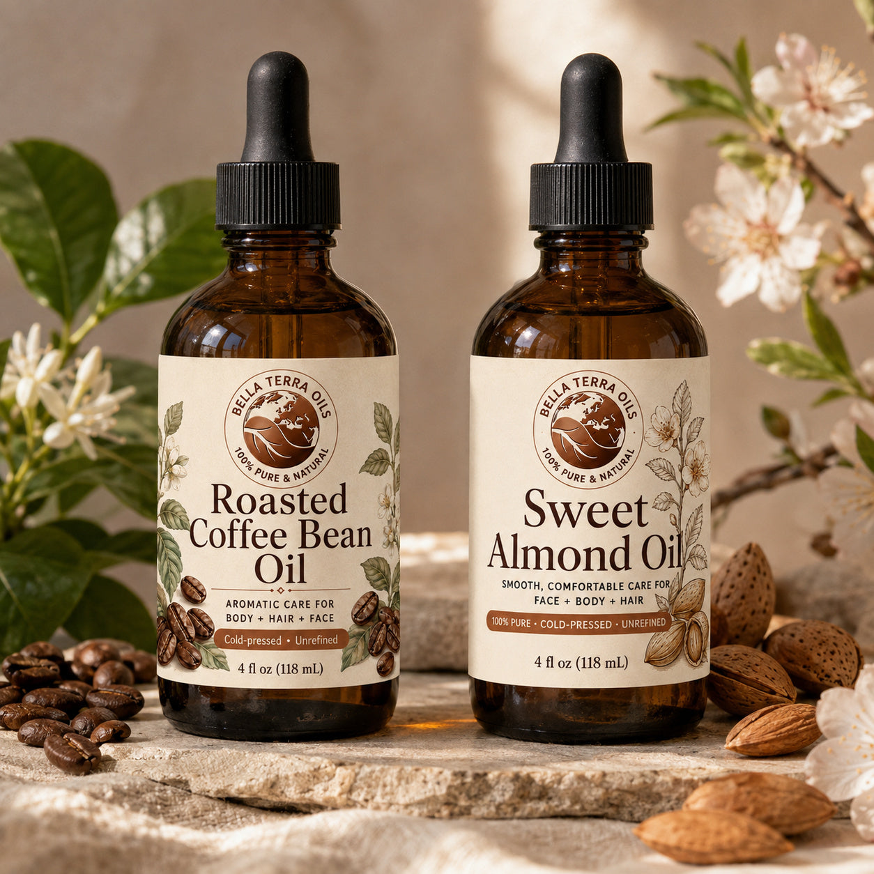 Roasted Coffee Bean Oil and Sweet Almond duo