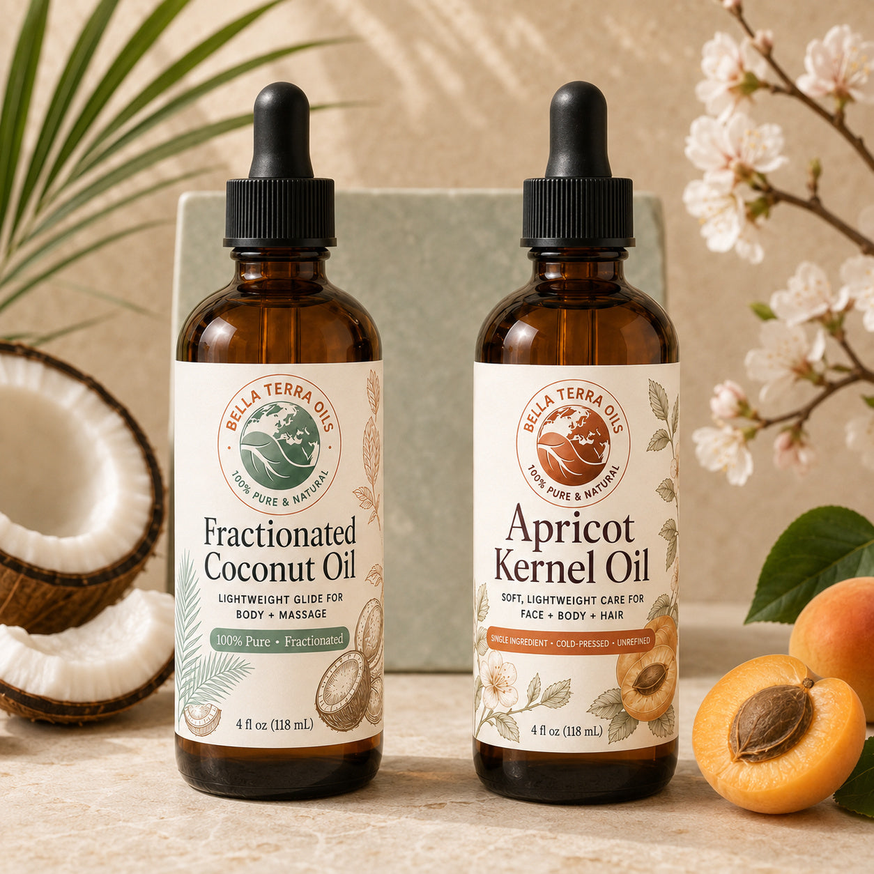 Fractionated Coconut Oil and Apricot Kernel duo