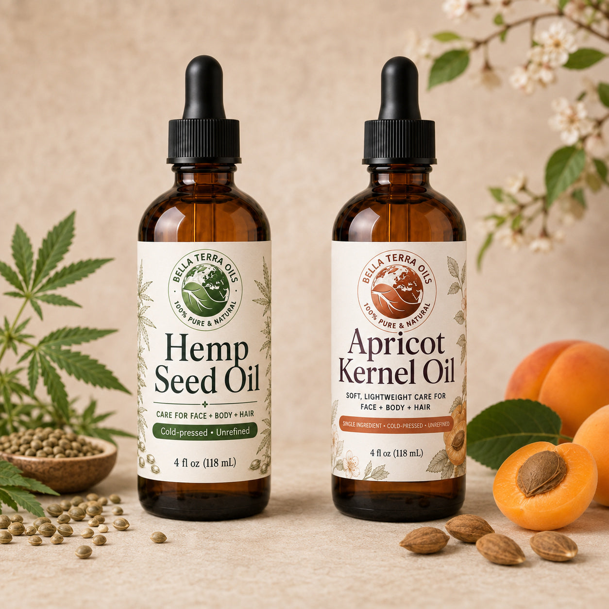 Hemp Seed Oil and Apricot Kernel duo