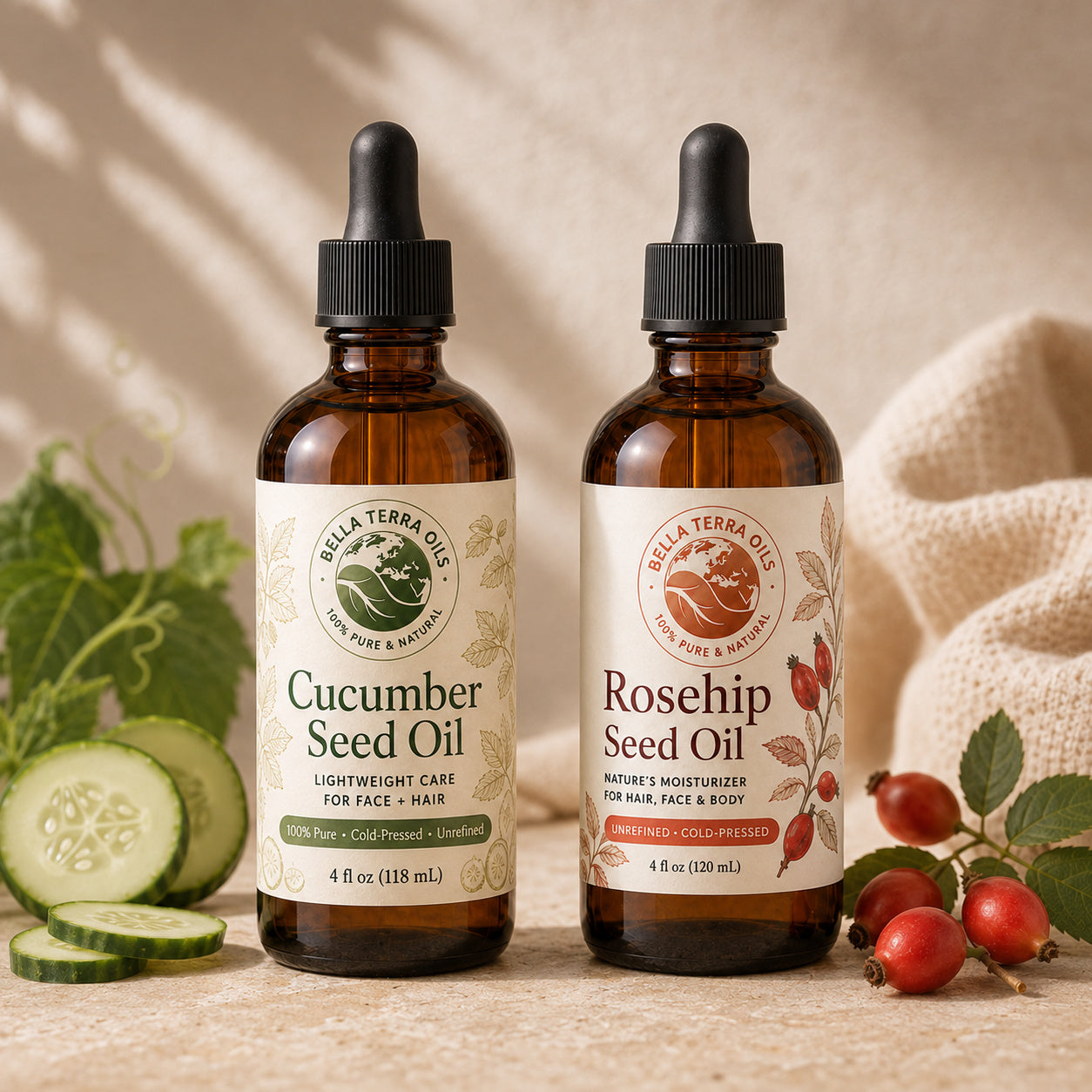 Cucumber Seed Oil and Rosehip Seed duo