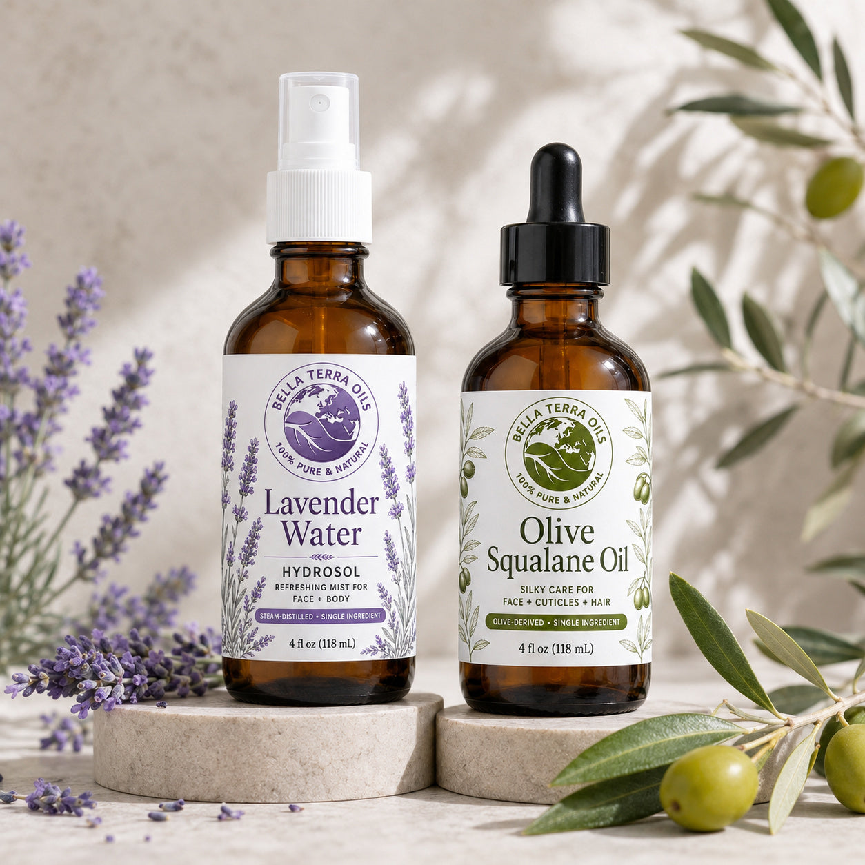 Lavender Water Hydrosol and Olive Squalane duo