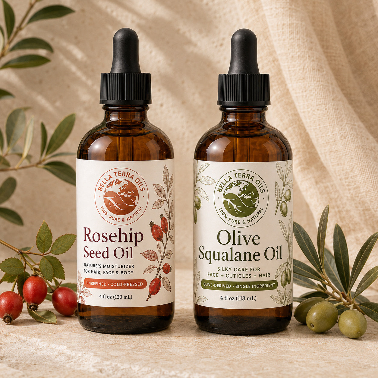 Olive Squalane Oil and Rosehip Seed duo
