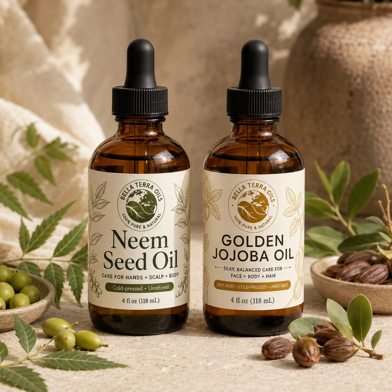 Neem Seed Oil and Golden Jojoba duo