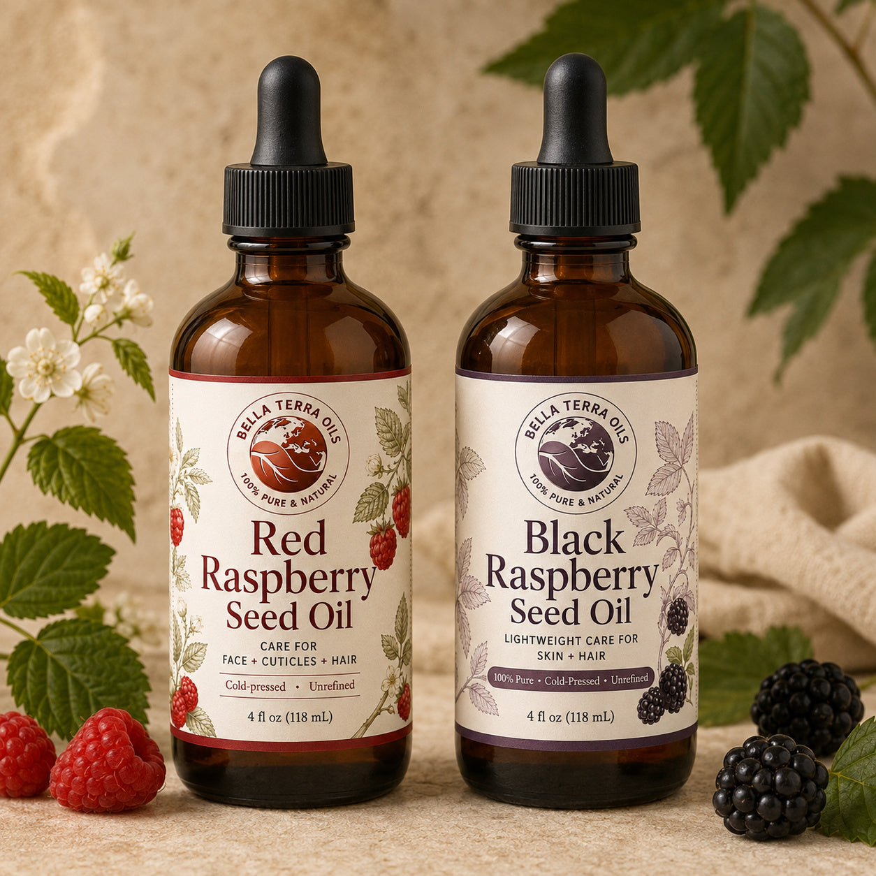 Red Raspberry Seed Oil and Black Raspberry Seed duo